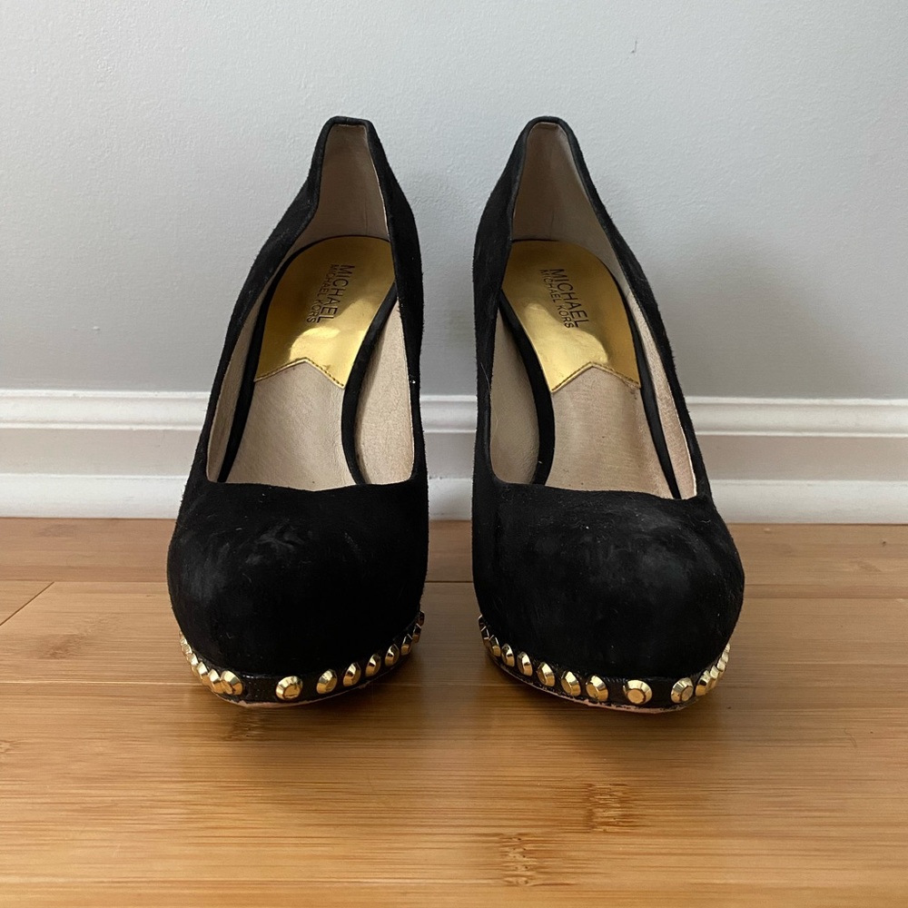 Michael Kors black suede studded heel